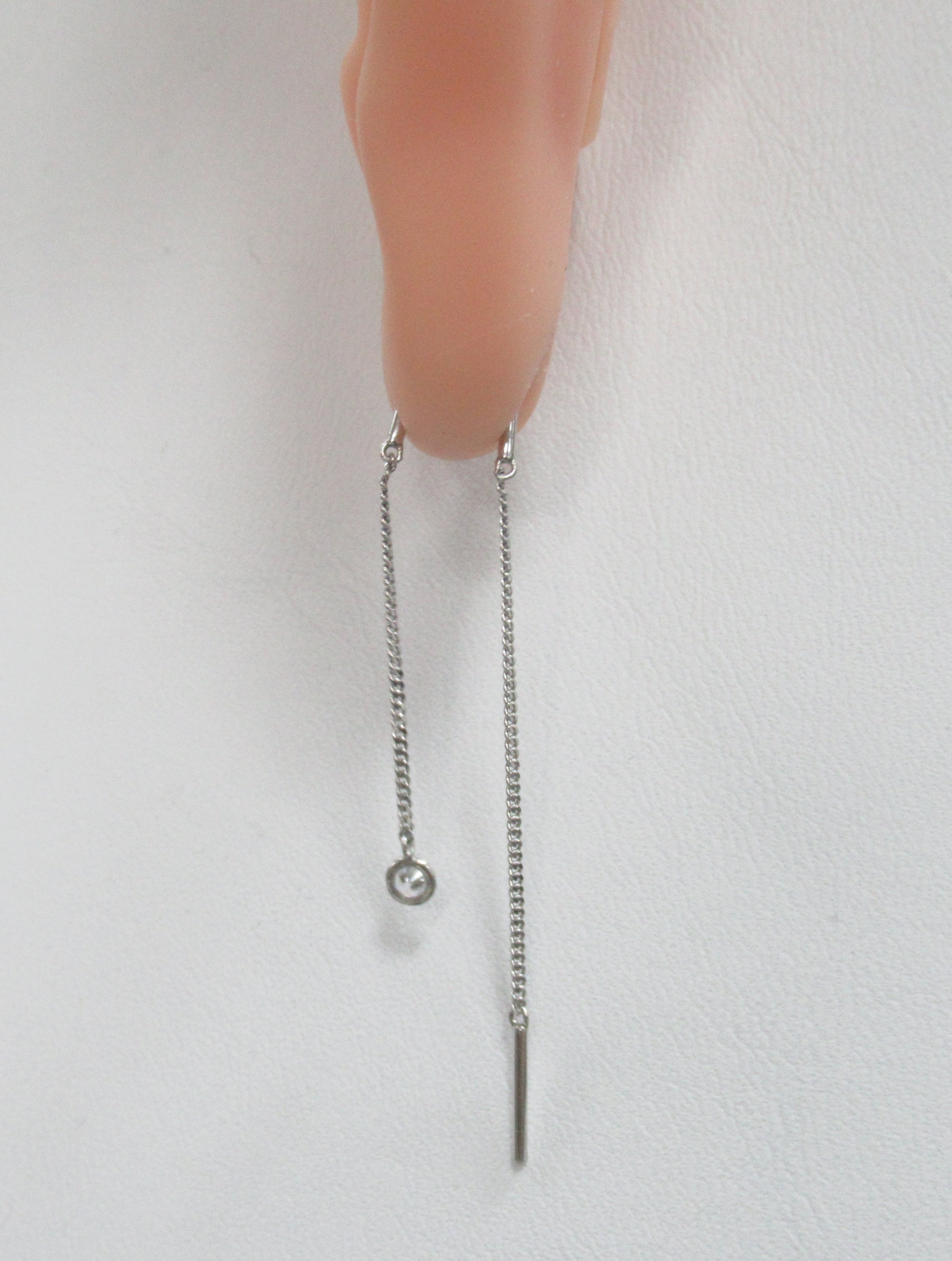 Серебряные серьги-протяжки с фианитами